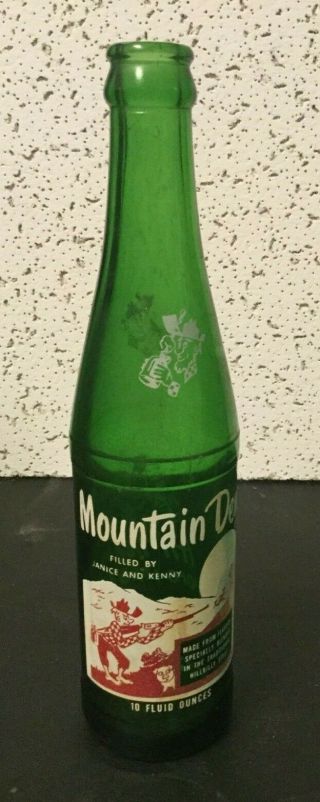 Vintage Mountain Dew 10 Oz Bottle: Filled By Janice And Kenny