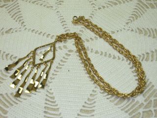Vintage Park Lane Jewelry,  Gold Tone Chandelier Pendant Necklace On 24 " Chain