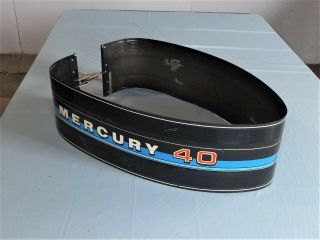 Vintage Mercury 40 Hp Outboard Motor Metal Wrap Around Cowl Shroud,  Black & Blue
