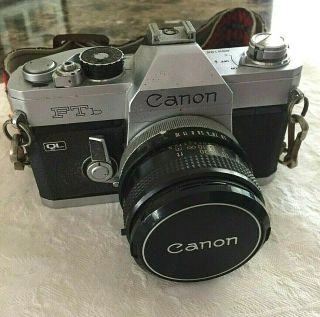 Canon Ftb Ql 35mm Camera With 50mm 1.  8 Lens Vintage