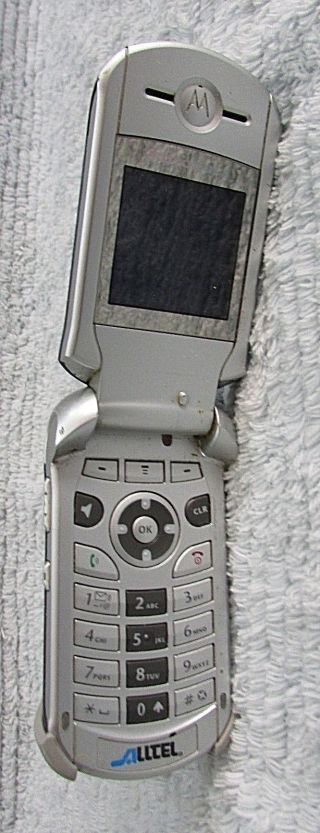 Vintage Motorola Alltel Blue Silver Flip Clip Cell Phone Needs Battery S/h