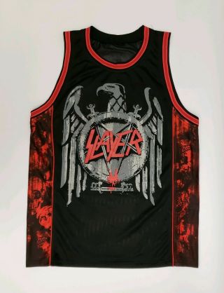 Vintage Slayer Basketball Jersey Size M Red Black Heavy Metal 666
