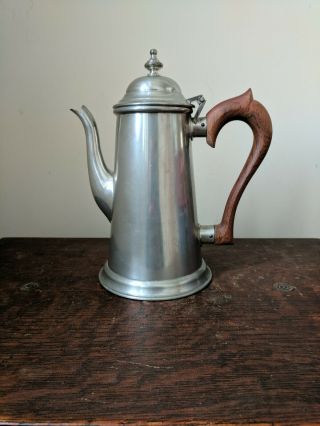 Vintage Kirk Stieff Pewter 9.  5 " Teapot Coffee Pot Wood Handle P1 - 13 Metal Ware