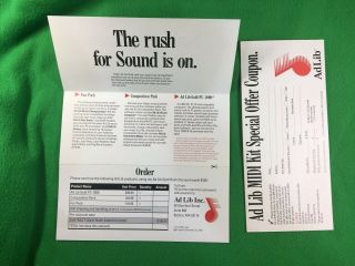 Ad Lib Music Synth Sound Card - box - contents - 1990 - PC ISA 12