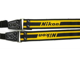 Nikon Vintage Neck Shoulder Strap Narrow Yellow Black Vintage 2816
