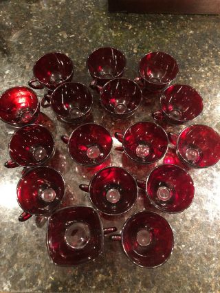 15 Vintage Anchor Hocking Royal Ruby Red Punch Tea Cups