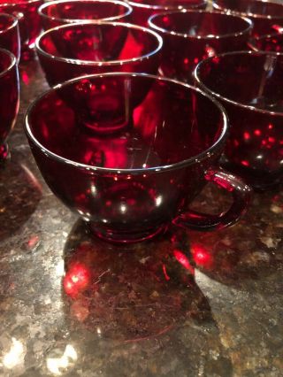 15 Vintage Anchor Hocking Royal RUBY RED Punch Tea Cups 2