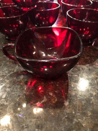 15 Vintage Anchor Hocking Royal RUBY RED Punch Tea Cups 4
