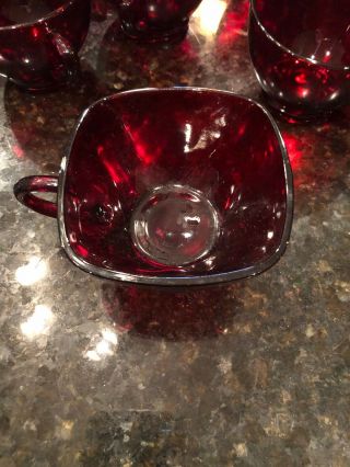 15 Vintage Anchor Hocking Royal RUBY RED Punch Tea Cups 5