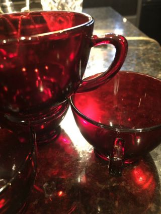 15 Vintage Anchor Hocking Royal RUBY RED Punch Tea Cups 8