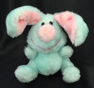 1980s Russ Benson Bunny Rabbit Blue Pink 6.  5 " Vintage Plush 839 Stuffed Toy D1