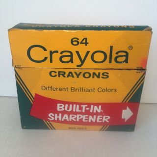 Vintage Binney Smith Crayola Crayons Box Of 64 Built In Sharpener