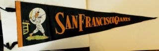 Vintage 1960s San Francisco Giants Soft Felt Tassel Pennant With Painted Graphic