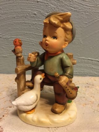 Vtg 50s Japan Arnart Creation Figurine Porcelain Boy With Duck 8028