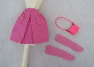 Vintage Barbie Francie Sissy Suits Pink Skirt Knee Highs Shoulder Bag Purse