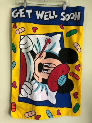 Vintage Mickey Mouse Donald Duck Pillow Case Get Well Soon Usa