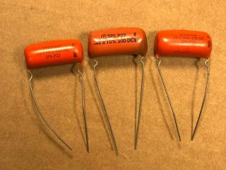 3 Nos Vintage Sprague Orange Drop.  22 Uf 200v Capacitors Guitar Amp Tone Caps
