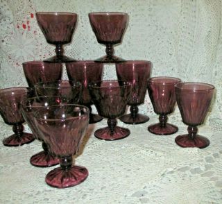 Vintage Hazel Atlas Moroccan Purple Amethyst Goblets Set 12