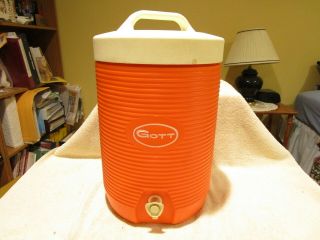 Vintage Orange Gott Water Cooler With Ice Tray