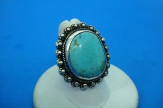 Vintage Navajo Artist Beatrice Kee Sterling Silver Turquoise Ring - - Signed - - Sz 7