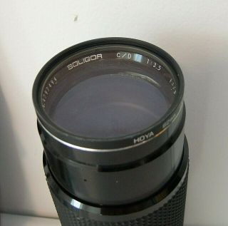 Vintage SOLIGOR C/D f/1:3.  5 78 - 210mm Lens w/Hoya 62mm UV Filter,  Padded Sleeve 2