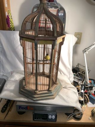 Vintage Bird Cage Made In Philippines.  Solid Build With Wood And Wire.