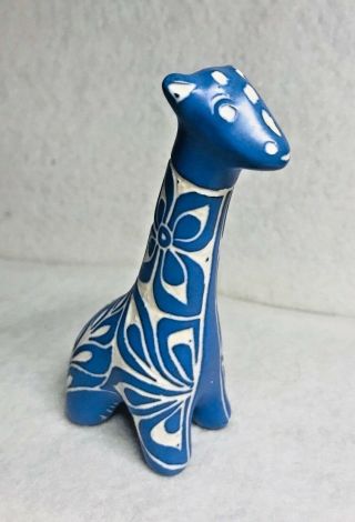 Vtg Pablo Zabal Giraffe Variation Blue Zoo Animal Chilean Folk Art Orig Signed