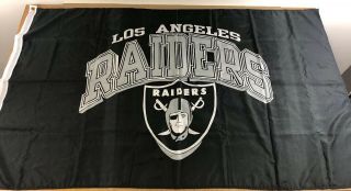 Vintage Large Los Angeles Raiders Flag Black Silver Nfl 3’x5’ D12