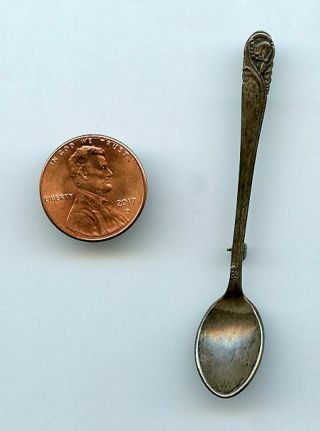 Vintage Miniature Sterling Silver Pin Brooch Floral Pattern 2 9/16 " Long