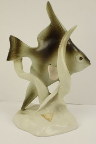 Vintage Royal Dux 1958 Czech Porcelain Scalar Fish Figurine Modeler Jiri Bradace