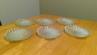 Vintage Anchor Hocking Clam Shell Clear Textured Glass Bread & Butter Plates 6 2