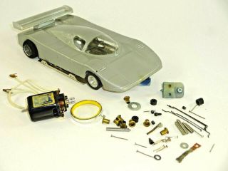 Vintage Parma 1/ 24th Scale Silver Slot Car W Body,  Chassis & Motor