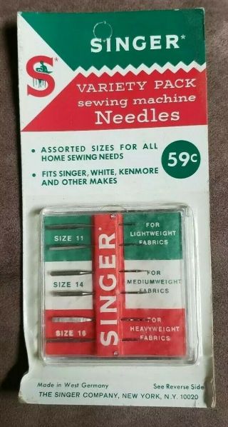 Vintage Singer Sewing Machine Needles Part 15 X1 Assorted Sizes 11 - 14 - 16 Nos