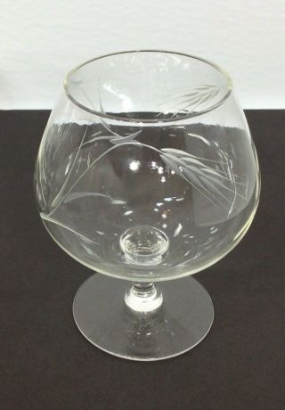 7 Vintage Brandy Snifter Cognac Glass Cocktail Cordial Etched Gray Cut Wheat 3