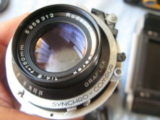 Graflex XL w 2 Lens Zeiss Tessar / Ysarex Back Polaroid Graflok 70mm Rangefinder 10