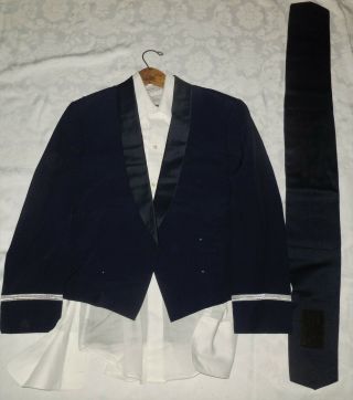 Vintage Us Army Military Navy Dress Tuxedo Jacket Coat Pants Shirt Cummberband