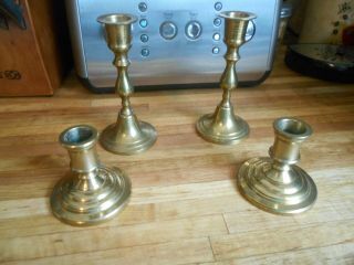 4 Vintage Brass Candle Stick Holders Made In India
