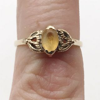 Vintage Solid 9ct Gold Scottish Celtic Citrine Ladies Ring Size N