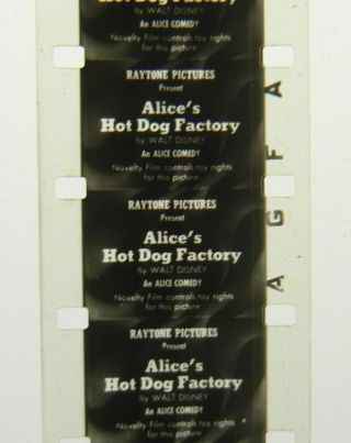 Vtg 16mm FILM Walt Disney Comedies ALICE ' S HOT DOG FACTORY Silent B,  W Cartoon 2