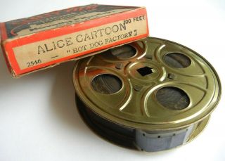 Vtg 16mm FILM Walt Disney Comedies ALICE ' S HOT DOG FACTORY Silent B,  W Cartoon 5