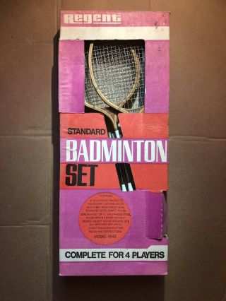 Vintage Regent Badminton (4 ‘collegiate’ Rackets 3 Shuttlecocks,  Net & Stakes)