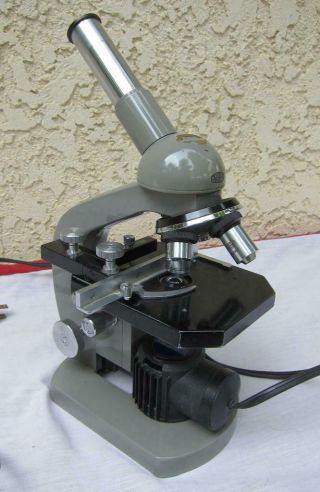 Vintage Olympus Elgeet Microscope W/ Stage & 4x 10x 40x 100x Lens