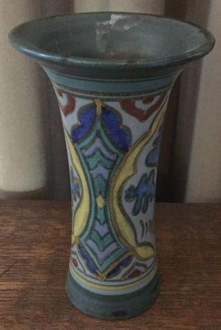 Vintage Gouda Vase - Matte Green,  Yellow,  Cobalt,  and Blue Gray 2