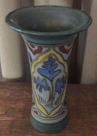 Vintage Gouda Vase - Matte Green,  Yellow,  Cobalt,  and Blue Gray 3