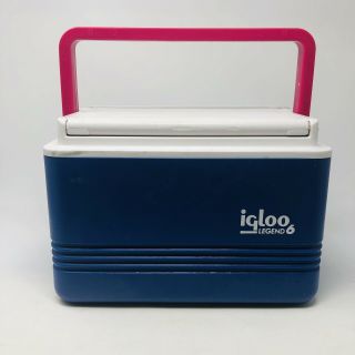 Vintage Igloo Legend 6 Quart Cooler Blue Pink White Flip Top Lid Retro Colors