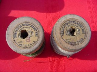 6 VINTAGE PARTIAL CORWICO & OTHER SPOOLS OF MAGNET WIRE - COTTON & DOUBLE SILK 2
