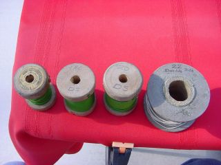 6 VINTAGE PARTIAL CORWICO & OTHER SPOOLS OF MAGNET WIRE - COTTON & DOUBLE SILK 5