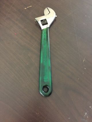 Vintage Diamond Adjustable 12 " Adjustable Wrench Green Plastic Grip