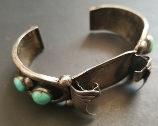 Vintage Native American Navajo Sterling & Turquoise Watch Band (50g)