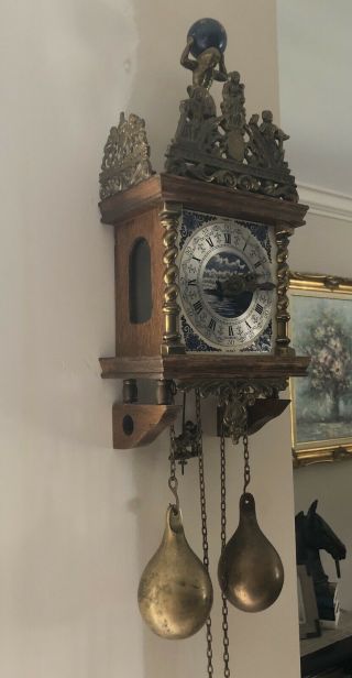 Gorgeous Vintage Dutch Nu Elck Syn Oak Wall Clock